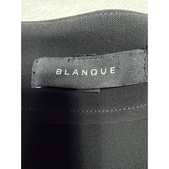 Blanque V-Neck Contrast Trim Tunic Blouse 1 Medium Black Lagenlook Minimalist - Picture 2 of 9